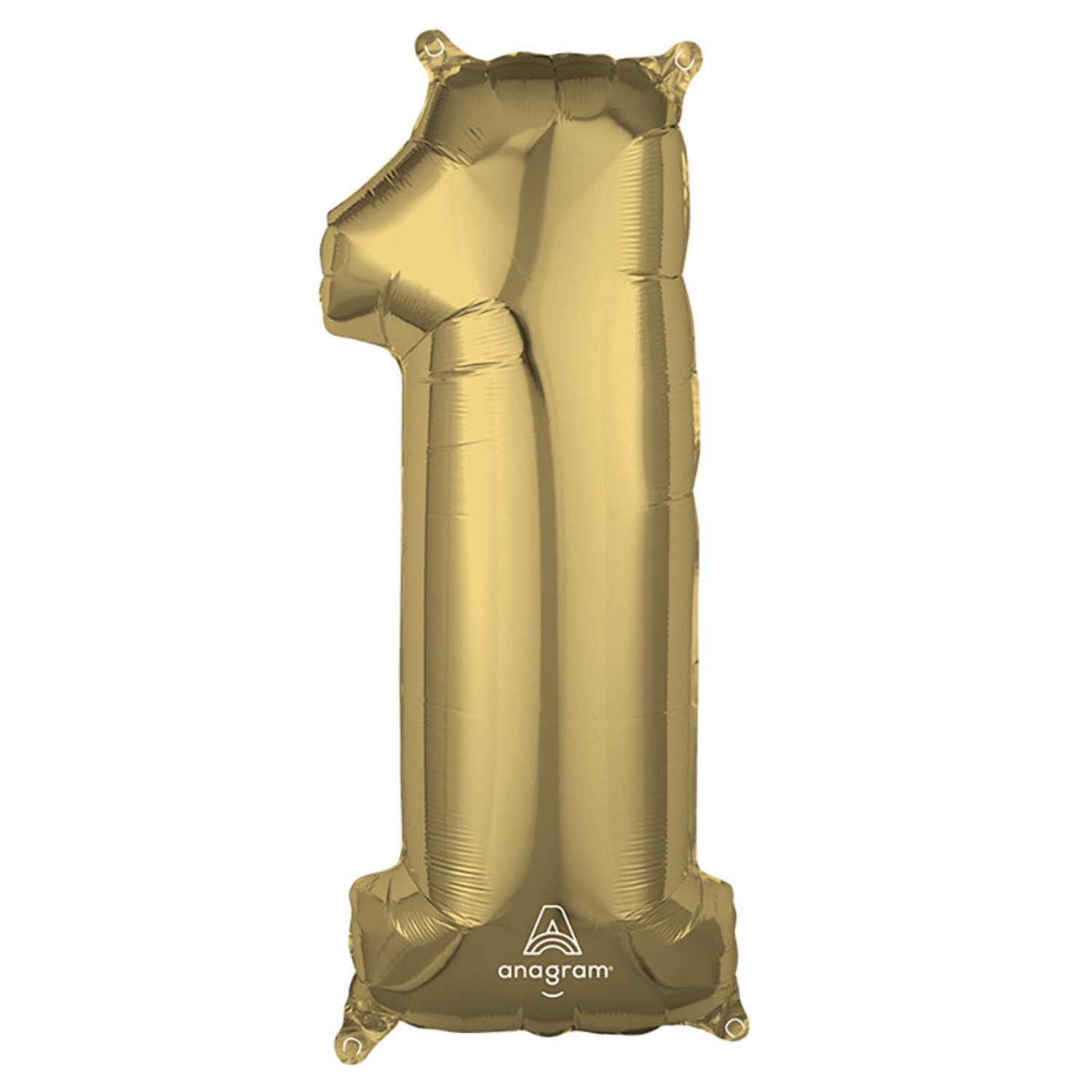 26 inch Number 1 - Anagram - White Gold Foil Mylar Balloon - Party Supplies Decorations