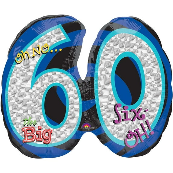 26 inch Oh No! It's My Birthday 60 Anagram Foil Mylar Balloon - Party Supplies Decorations