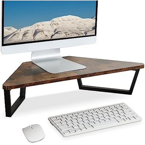 26 inch Triangle Monitor Stand Riser, Desktop Corner Shelf with Metal ...