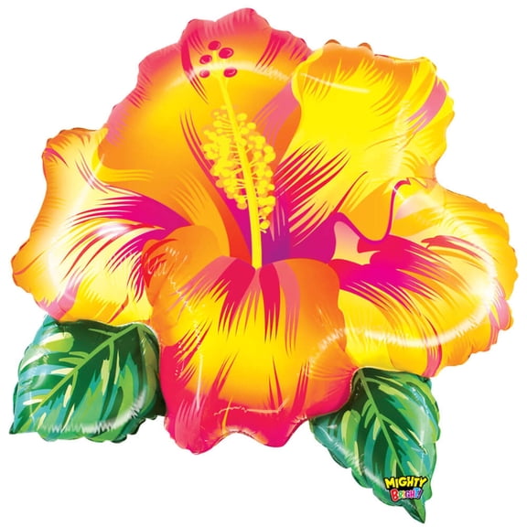 26 inch Tropical Flower - Yellow Betallic Plastic Balloons - Party Supplies Decorations