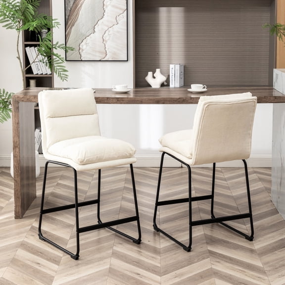 26-inch Upholstered Stools, Faux Leather, Sled Base Design - Durable and Comfortable for Dining