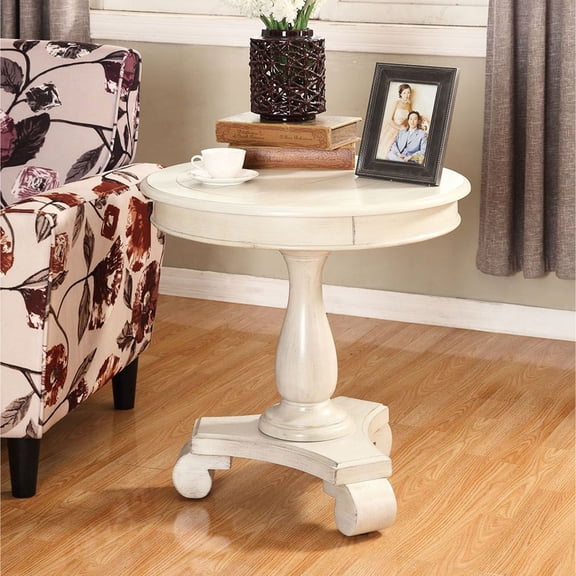 26 - inch White Round Wood Table / Great for Small Spaces