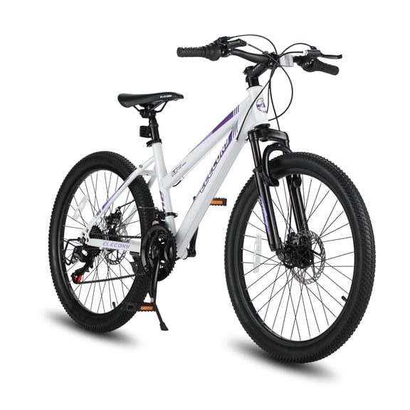 26 inch Women Mountain Bike, 21 Speeds Mountain Bicycle with Steel Frame, Dual Disc Brakes and 100mm Front Suspension, MTB Bike for Urban Trail Snow Commuter, White