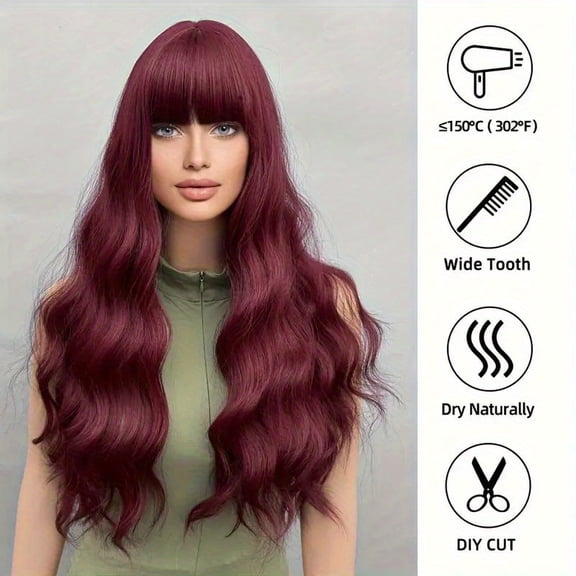26 inch wine red long curly hair; party outfit Halloween and Christmas gift