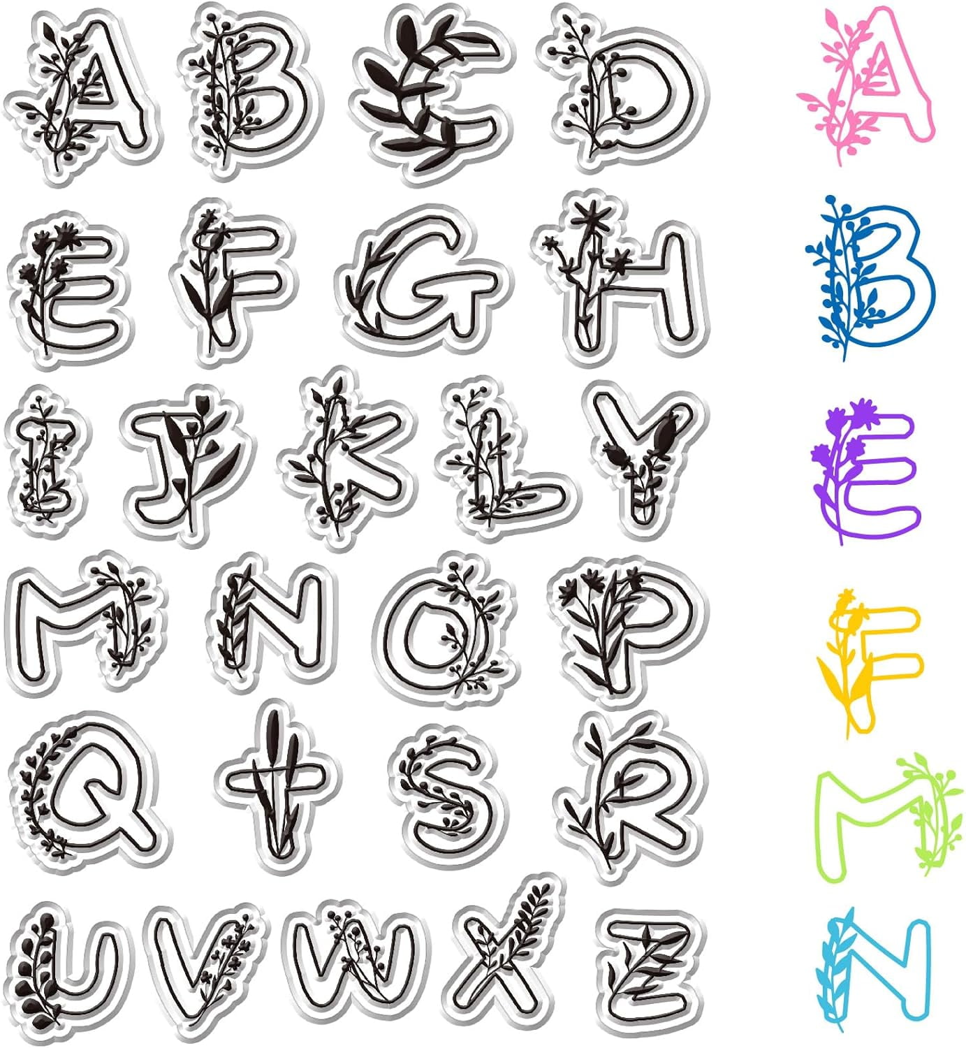26 ital Alphabets Clear Stamps for Card Making Letters Rubber Stamps ...
