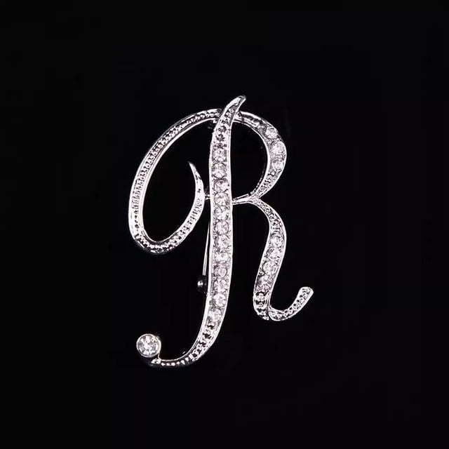26 letters rhinestone brooch elegant alloy jewelry clothing corsage
