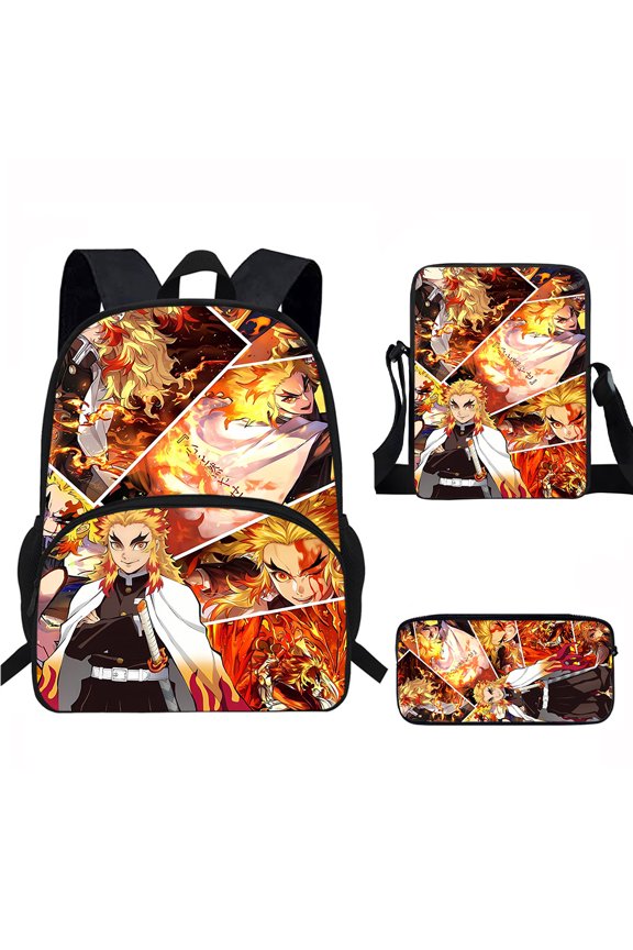 26 new cartoon anime Demon Slayer cool print backpacks, large capacity, lightweight and durable, versatile casual school sports backpacks for students