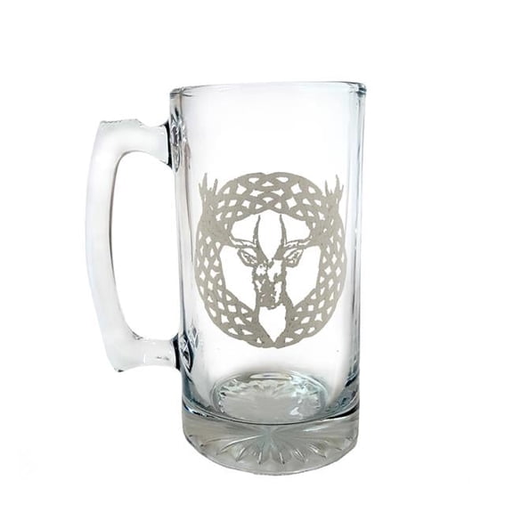 26 oz Celtic Stag Engraved Stein Glass