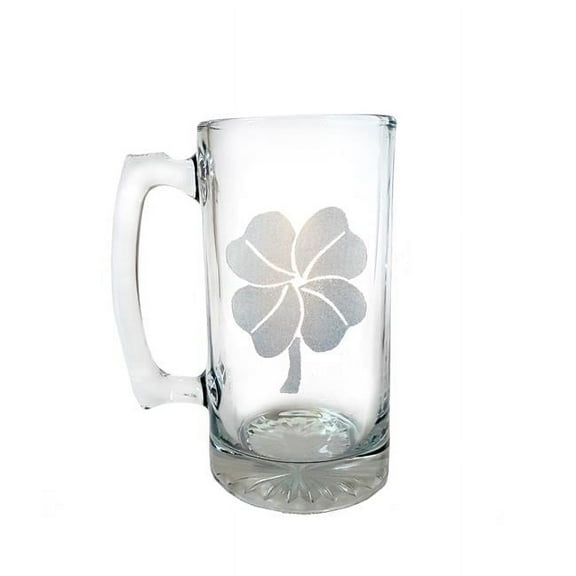 26 oz Four Leaf Clover Engraved Stein Glass