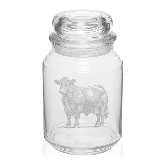 26 oz Glass Candy Jar Apothecary Storage Jar Gift Angus Cow