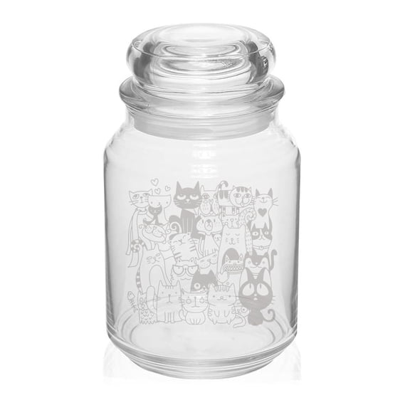 26 oz Glass Candy Jar Apothecary Storage Jar Gift Cats FULL