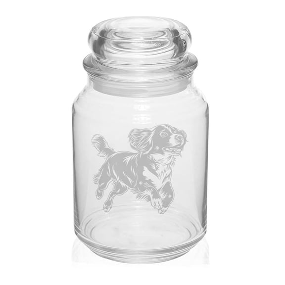 26 oz Glass Candy Jar Apothecary Storage Jar Gift Cavalier King Charles Spaniel Running