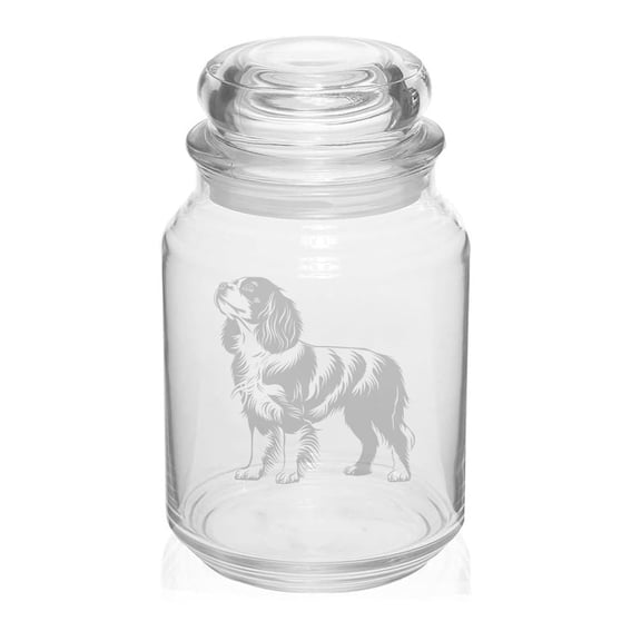 26 oz Glass Candy Jar Apothecary Storage Jar Gift Cavalier King Charles Spaniel Stylized