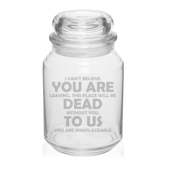 26 oz Glass Candy Jar Apothecary Storage Jar Gift Dead To Us Funny Retirement Coworker Leaving Promotion