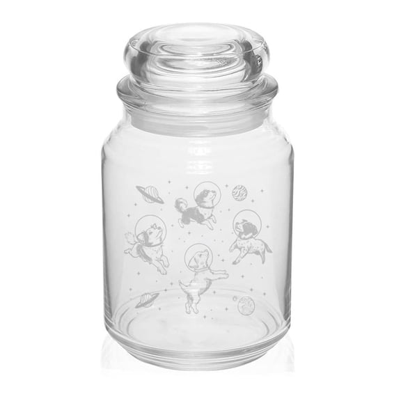 26 oz Glass Candy Jar Apothecary Storage Jar Gift Dogs In Space Funny