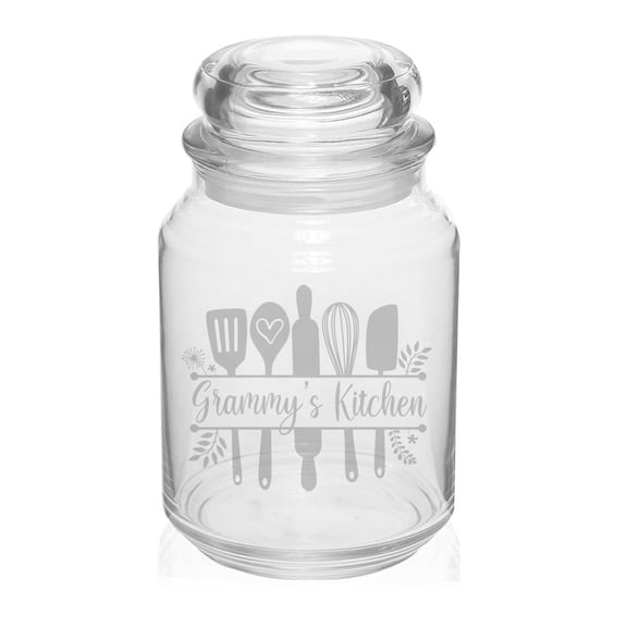 26 oz Glass Candy Jar Apothecary Storage Jar Gift Grammy's Kitchen Utensils