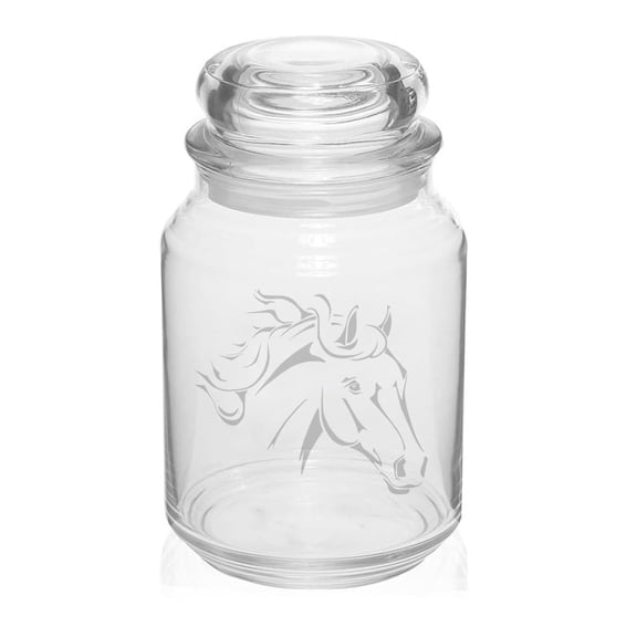 26 oz Glass Candy Jar Apothecary Storage Jar Gift Horse Head