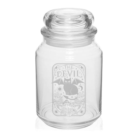 26 oz Glass Candy Jar Apothecary Storage Jar Gift Little Devil Cat Tarot Card