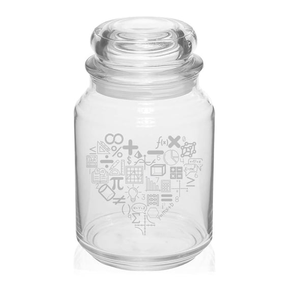 26 oz Glass Candy Jar Apothecary Storage Jar Gift Math Heart Math Teacher