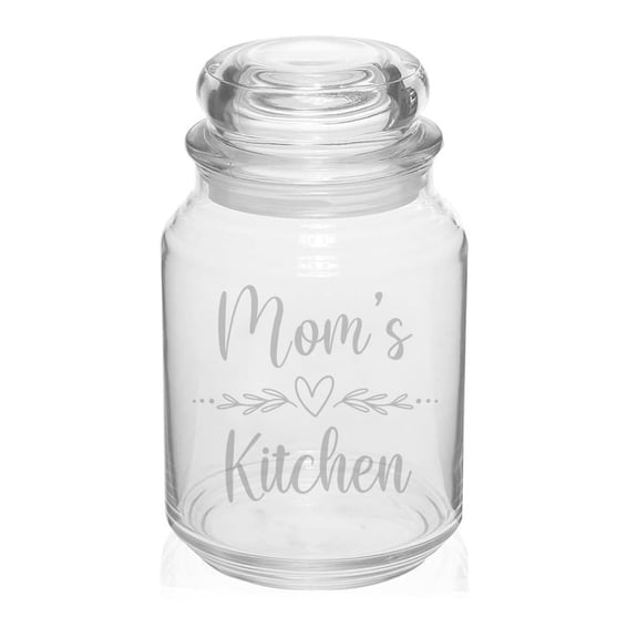 26 oz Glass Candy Jar Apothecary Storage Jar Gift Mom's Kitchen Heart Mother