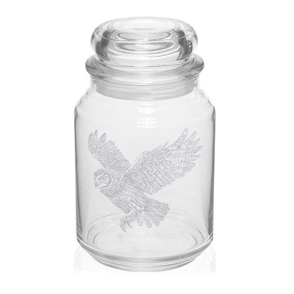 26 oz Glass Candy Jar Apothecary Storage Jar Gift Owl Flying