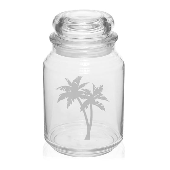 26 oz Glass Candy Jar Apothecary Storage Jar Gift Palm Trees