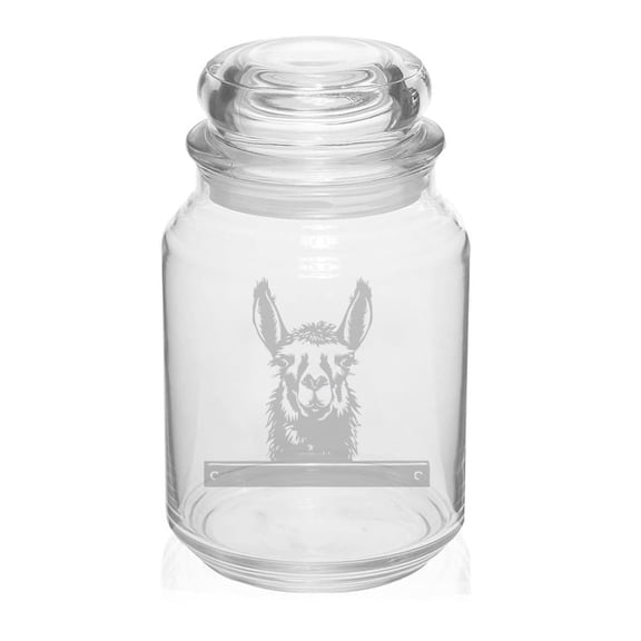 26 oz Glass Candy Jar Apothecary Storage Jar Gift Peeking Llama