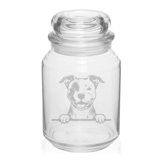 26 oz Glass Candy Jar Apothecary Storage Jar Gift Peeking Pit Bull Dog