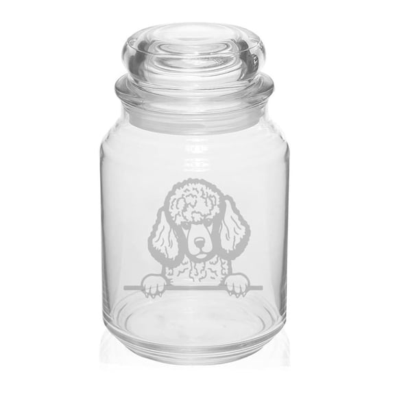 26 oz Glass Candy Jar Apothecary Storage Jar Gift Peeking Poodle Dog