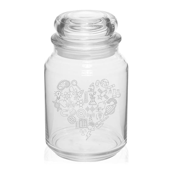 26 oz Glass Candy Jar Apothecary Storage Jar Gift Science Heart Science Teacher