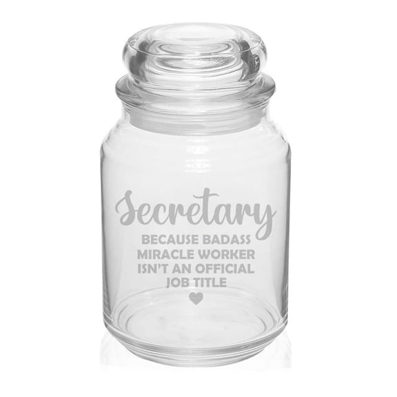 26 oz Glass Candy Jar Apothecary Storage Jar Gift Secretary Job Title Funny Secretary