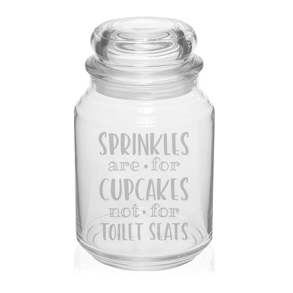 26 oz Glass Candy Jar Apothecary Storage Jar Gift Sprinkles Are For Cupcakes Funny Bathroom