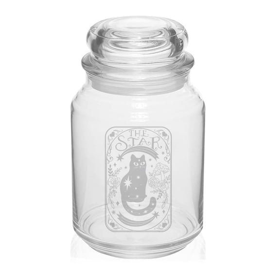 26 oz Glass Candy Jar Apothecary Storage Jar Gift Star Cat Tarot Card