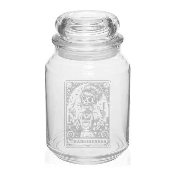 26 oz Glass Candy Jar Apothecary Storage Jar Gift The Hairdresser Tarot Card