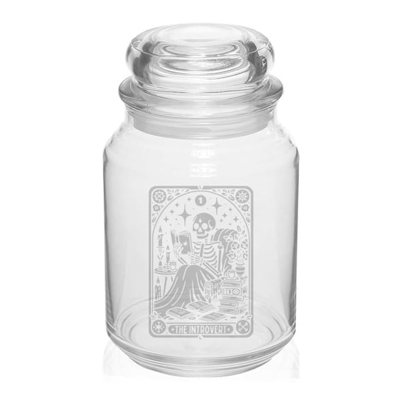 26 oz Glass Candy Jar Apothecary Storage Jar Gift The Introvert Funny Tarot Card