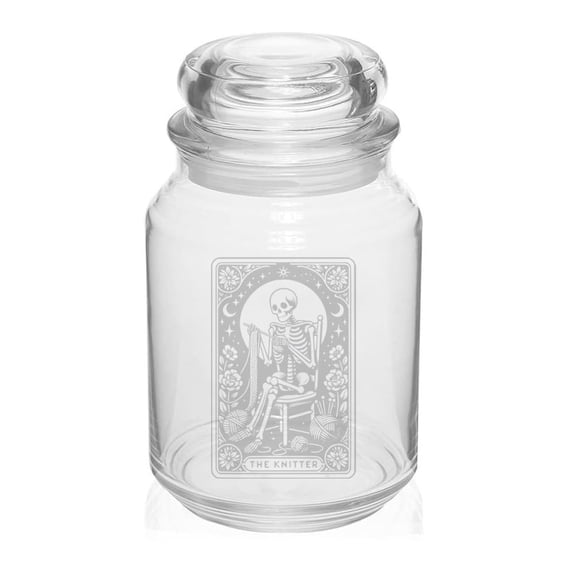 26 oz Glass Candy Jar Apothecary Storage Jar Gift The Knitter Tarot Card