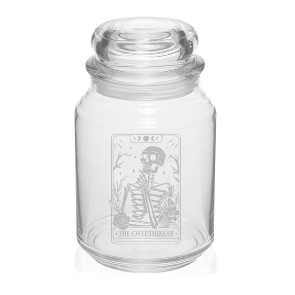 26 oz Glass Candy Jar Apothecary Storage Jar Gift The Overthinker Tarot Funny