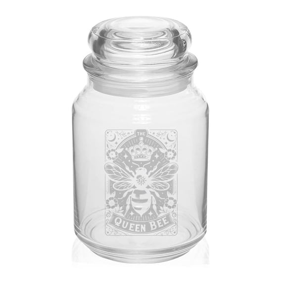 26 oz Glass Candy Jar Apothecary Storage Jar Gift The Queen Bee Tarot Card