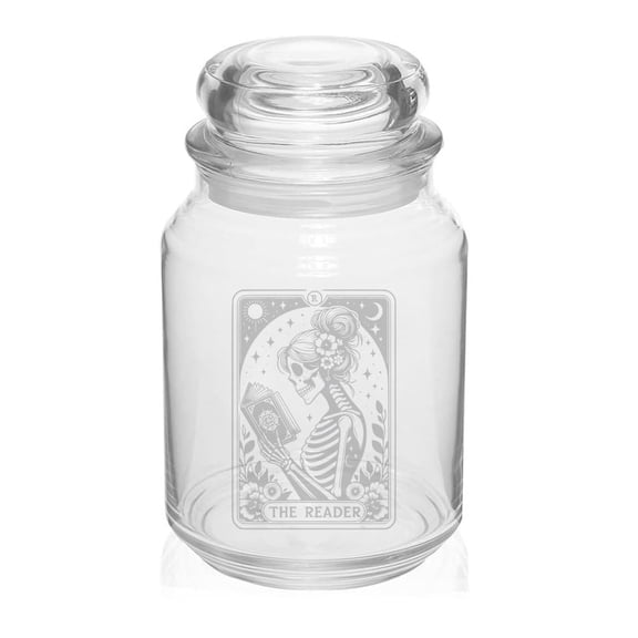 26 oz Glass Candy Jar Apothecary Storage Jar Gift The Reader Floral Tarot Card