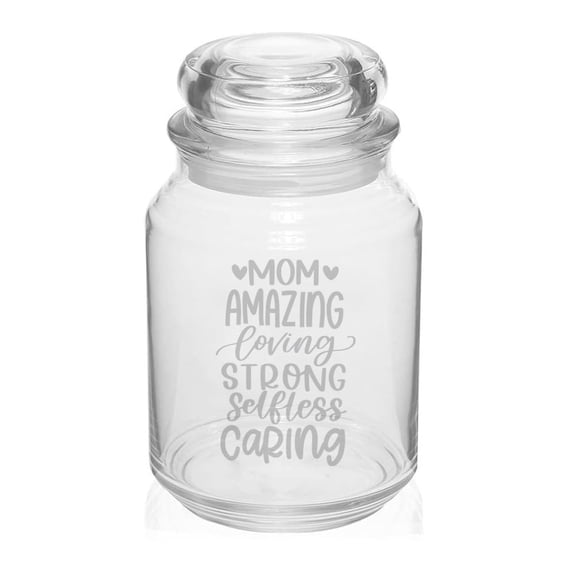 26 oz Glass Candy Jar Gift Amazing Mom For Mother Mom