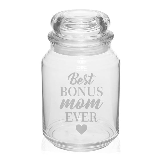 26 oz Glass Candy Jar Gift Best Bonus Mom Ever Step Mom Mother