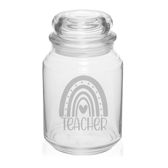 26 oz Glass Candy Jar Gift Boho Rainbow Teacher