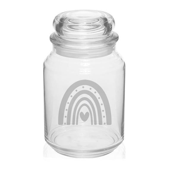 26 oz Glass Candy Jar Gift Boho Rainbow