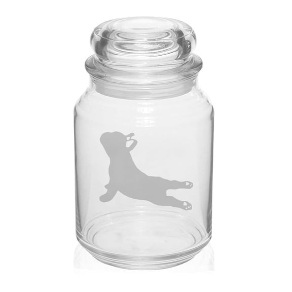 26 oz Glass Candy Jar Gift French Bulldog Yoga