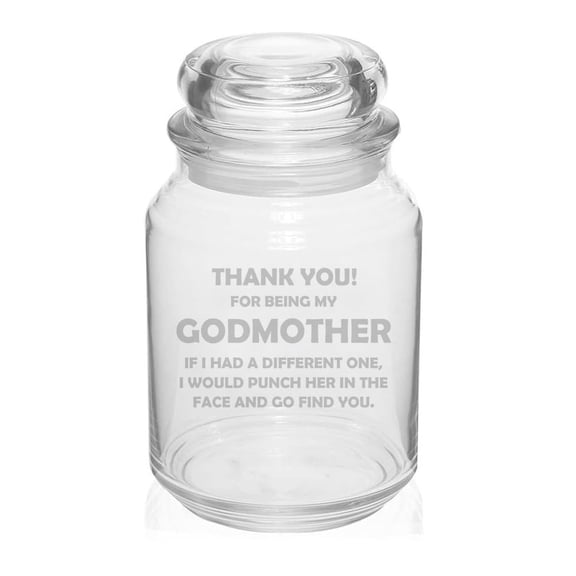 26 oz Glass Candy Jar Gift Godmother Thank You For Being My Funny