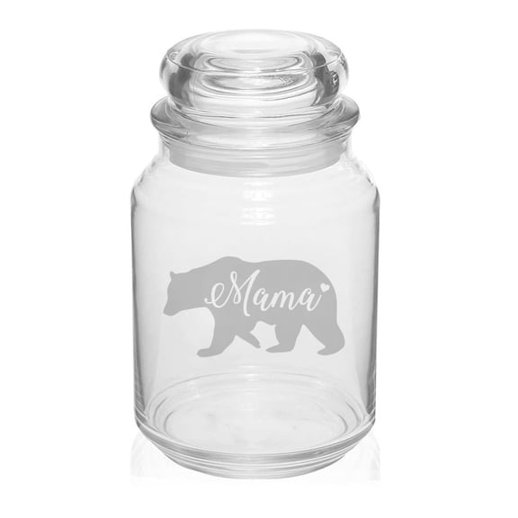 26 oz Glass Candy Jar Gift Mama Bear Mom Mother