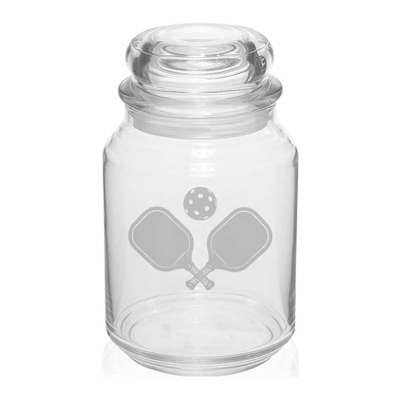 26 oz Glass Candy Jar Gift Pickleball Paddles