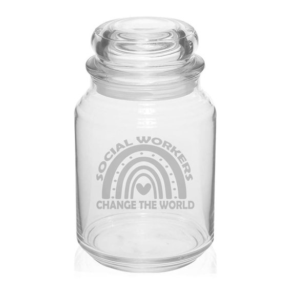 26 oz Glass Candy Jar Gift Social Workers Change The World Rainbow