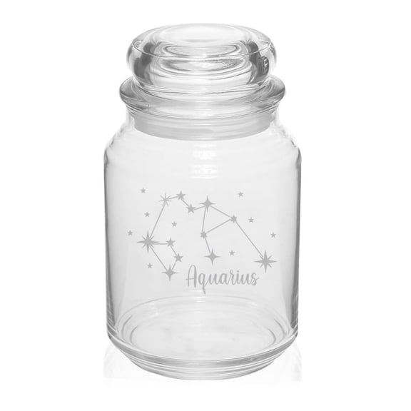 26 oz Glass Candy Jar Gift Star Zodiac Horoscope Constellation (Aquarius)