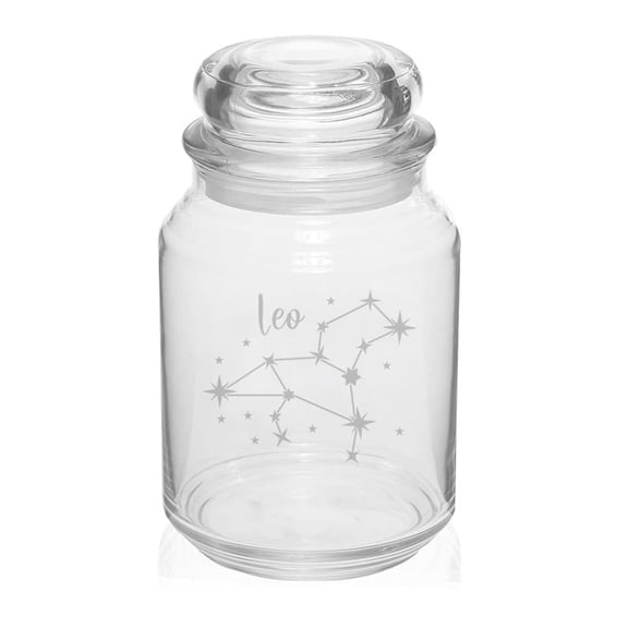 26 oz Glass Candy Jar Gift Star Zodiac Horoscope Constellation (Leo)